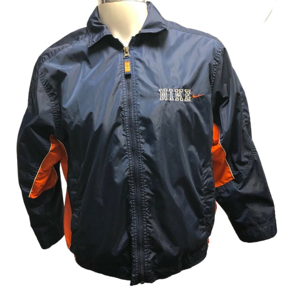 VTG Nike 90’s Windbreaker Jacket Orange Blue Boy’s Medium Women’s Small Full Zip